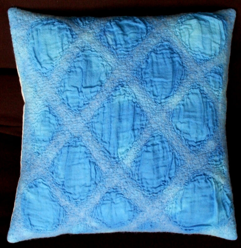 Blue Nuno Muslin Cushion